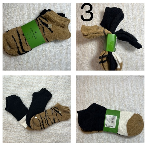 Kate Spade cozies comfy Sock Fuzzy Ankle Slipper Socks 3 Pairs set Size 4/10 - Picture 3 of 4